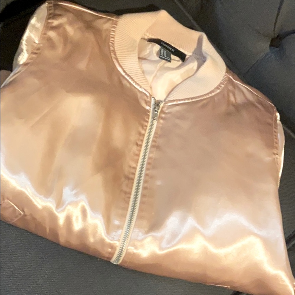 Rose Gold Forever 21 Bomber Jacket Size M